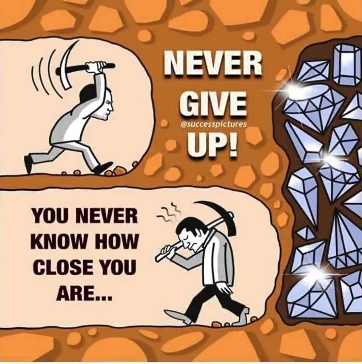"Never give up"